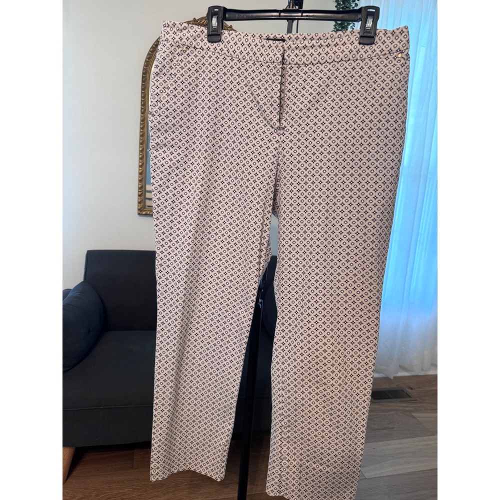 Dana Buchman Womens Tan Black Geometric Diamond Print Straight Leg Pants Size 12
